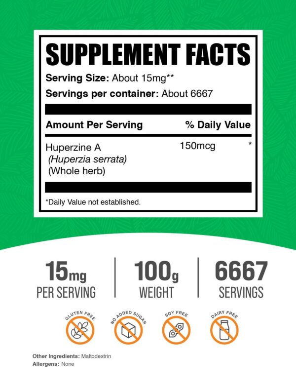 Etiqueta del producto Huperzine A BulkSupplements