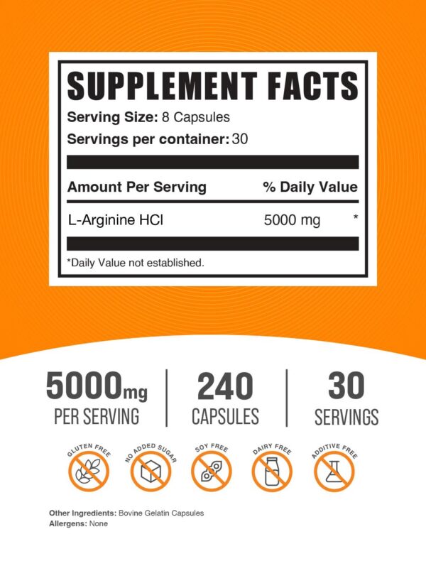 Etiqueta del producto BulkSupplements L-Arginine HCl