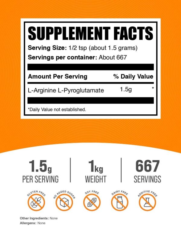 Etiqueta del producto L-Arginine L-Pyroglutamate polvo