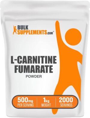 Frasco y etiqueta de L-Carnitina fumarato polvo