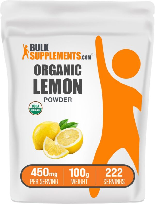 Polvo de limón BulkSupplements en envase de 100 g