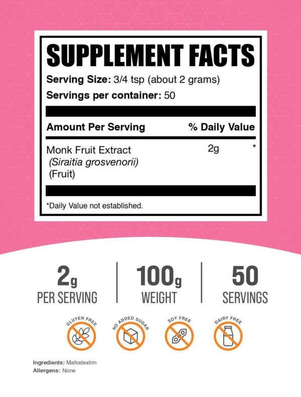 Version 1.0.0 Etiqueta del frasco Monk Fruit BulkSupplements