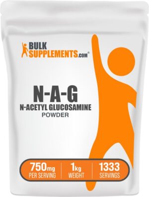 BulkSupplements N-Acetyl Glucosamine polvo etiqueta frontal