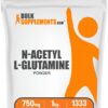 Frasco BulkSupplements N-Acetyl L-Glutamine con etiqueta frontal