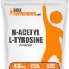 BulkSupplements N-Acetyl L-Tyrosine polvo frente etiqueta