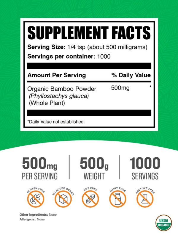 Contenido neto 500 g de polvo de bambú