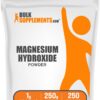 Frente del envase BulkSupplements.com polvo hidroxido magnesio