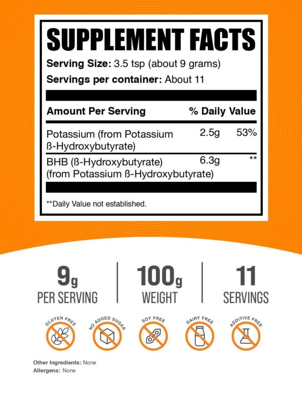 Frasco de Potassium BHB Powder sin sabor