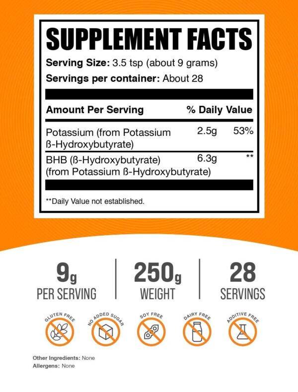 Frasco con etiqueta de Potassium BHB