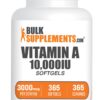 Etiqueta frontal Vitamina A 10000 UI Softgels BulkSupplements