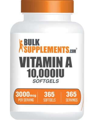 Version 1.0.0 Etiqueta frontal Vitamina A 10000 UI Softgels BulkSupplements