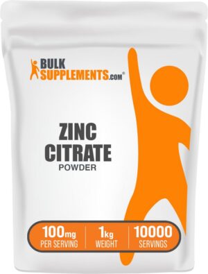 Polvo de citrato de zinc BulkSupplements