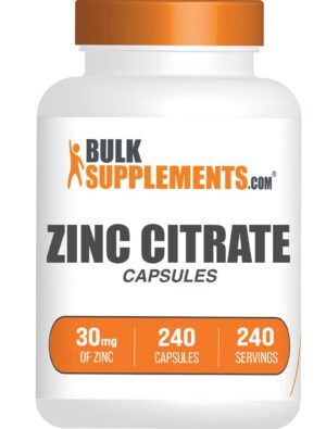 Frasco BulkSupplements Zinc Citrato cápsulas