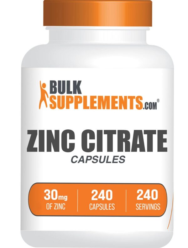 Frasco BulkSupplements Zinc Citrato cápsulas
