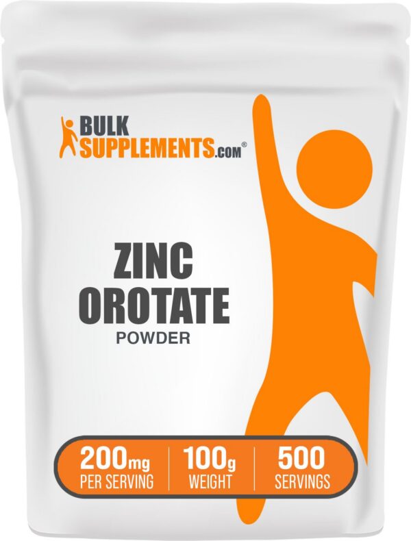 Polvo de zinc orotate BulkSupplements frente