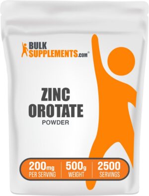 Frasco de polvo de zinc orotato BulkSupplements