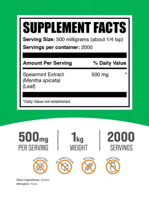 BulkSupplements bolsa extracto de hierbabuena vista lateral