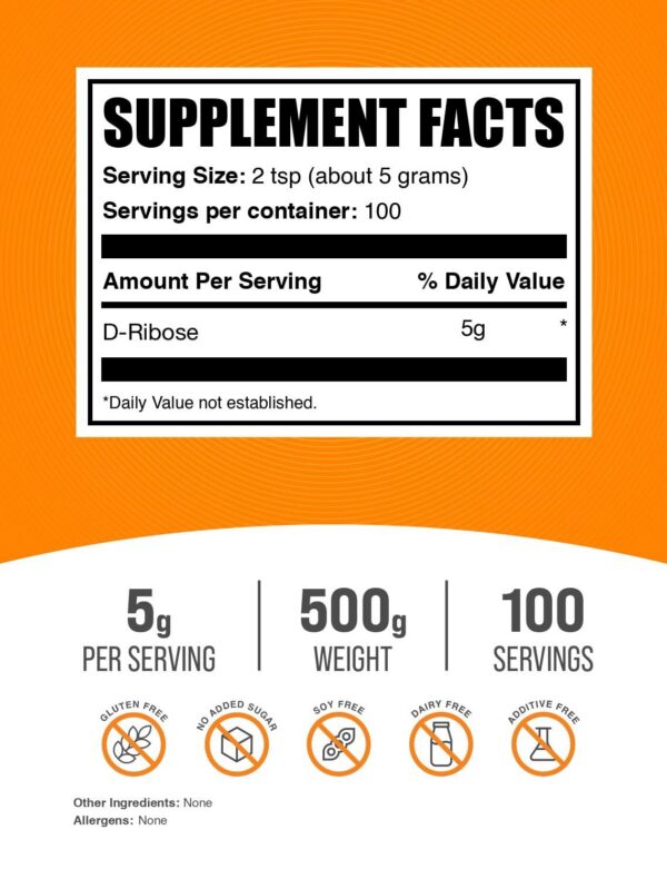 Version 1.0.0 Etiqueta BulkSupplements D-Ribose en polvo