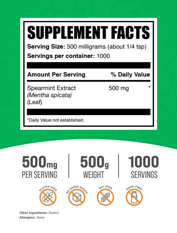 BulkSupplements extracto menta verde polvo vista lateral del envase