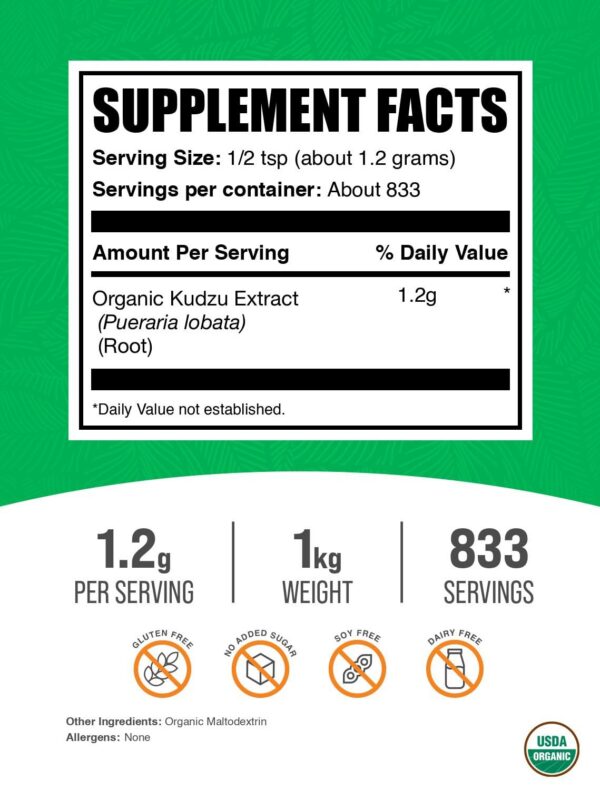 Frasco BulkSupplements Polvo Raíz de Kudzu Orgánico