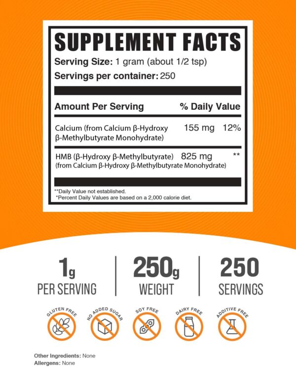 BulkSupplements HMB polvo frasco etiqueta lateral