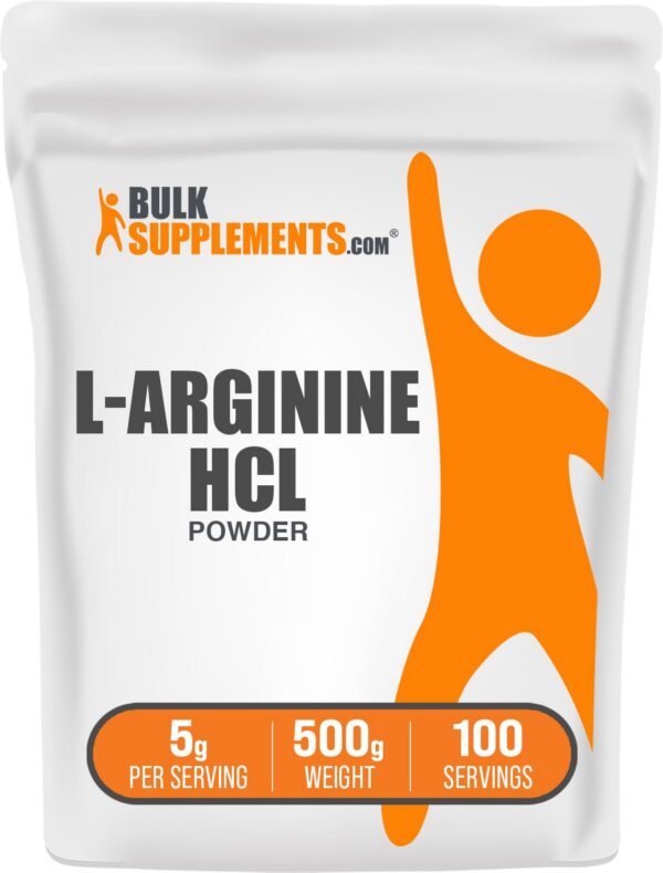 Frente del polvo BulkSupplements L-Arginine HCl