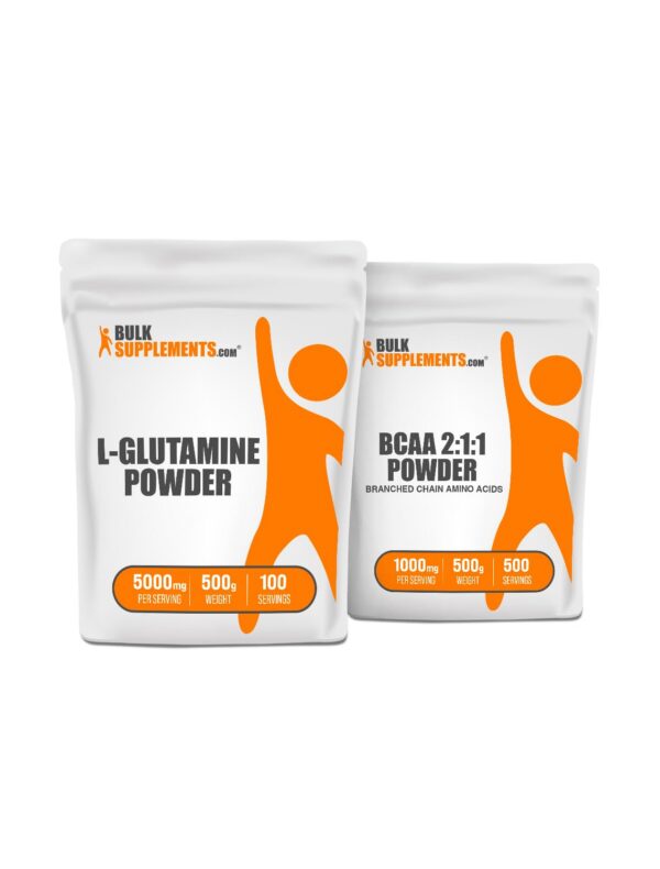 BulkSupplements L-Glutamine y BCAA bundle frontal