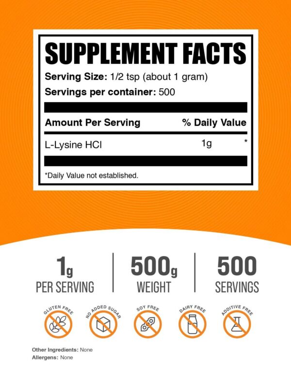 Version 1.0.0 Etiqueta BulkSupplements L-Lisina