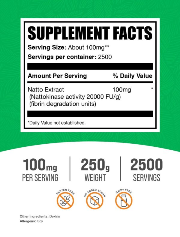 Etiqueta lateral nattokinase BulkSupplements