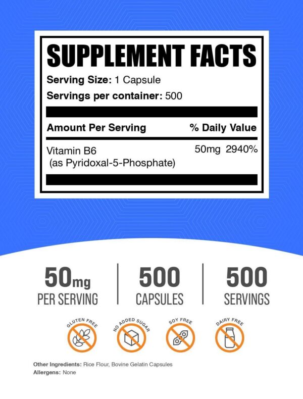 BulkSupplements P5P cápsulas etiqueta trasera