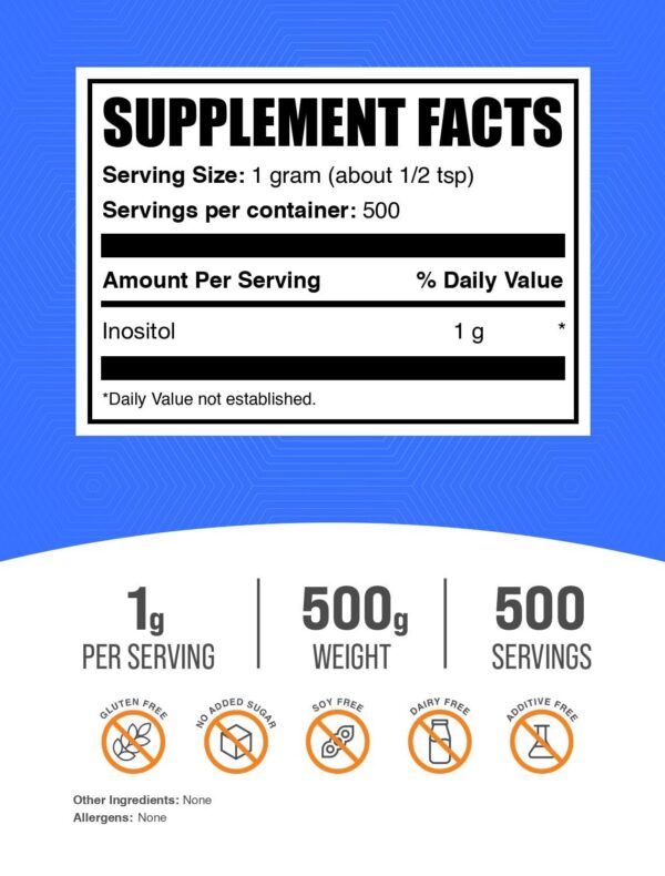 Etiqueta del polvo BulkSupplements Inositol