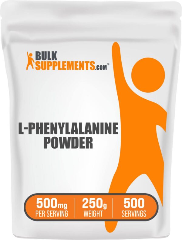 Polvo de L-Fenilalanina BulkSupplements en envase de 250 g