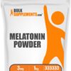 BulkSupplements polvo de melatonina 3mg vegano para apoyo de sueño