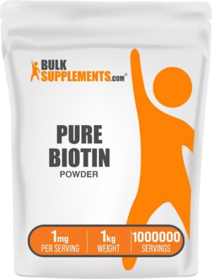 Envase BulkSupplements polvo puro de biotina 1kg