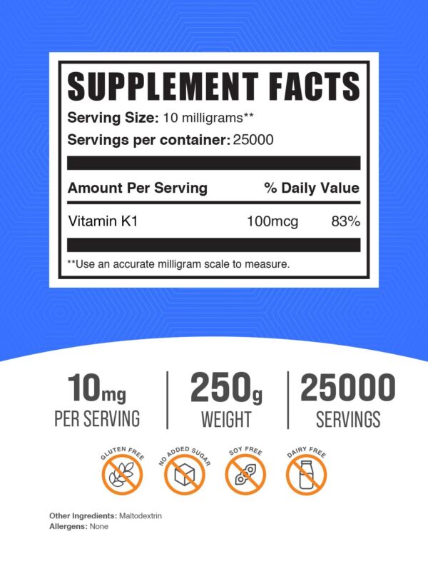 BulkSupplements polvo vitamina k1 vista lateral envase