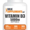 Frente del envase BulkSupplements D3 5000IU Softgels