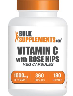 BulkSupplements Vitamina C con cáscara de rosa paquete frontal 360 cápsulas