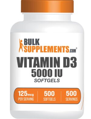 BulkSupplements Vitamina D3 5000 UI cápsulas blandas frasco