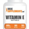 Botella BulkSupplements vitamina E 400 IU 180 cápsulas blandas