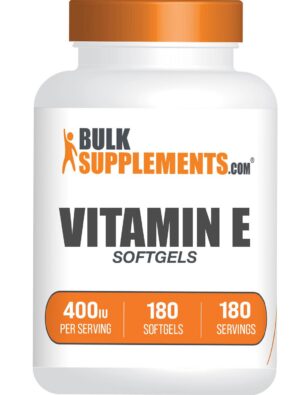 Botella BulkSupplements vitamina E 400 IU 180 cápsulas blandas
