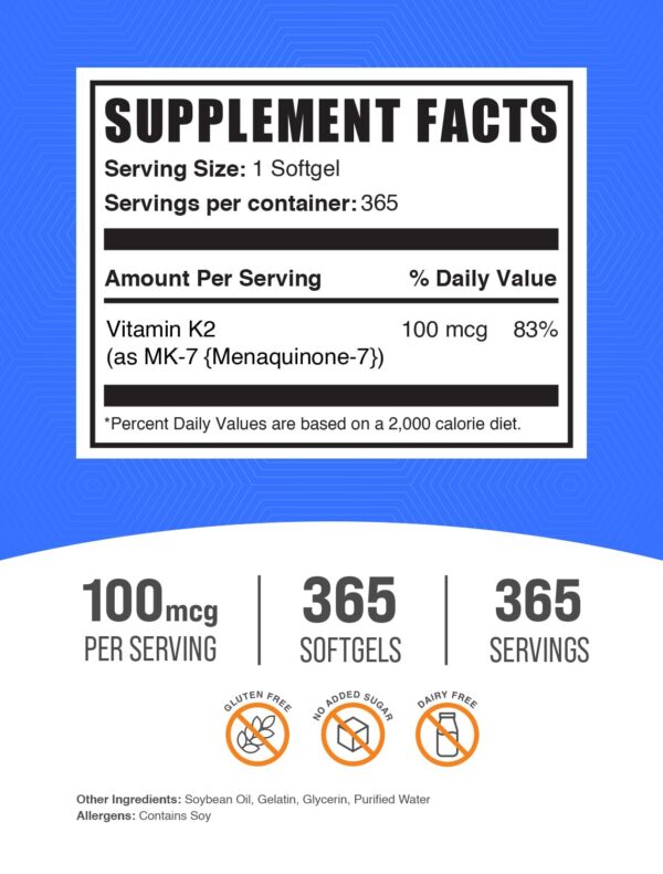 BulkSupplements Vitamina K2 MK7 etiqueta principal