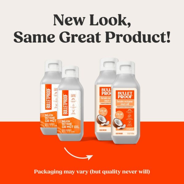 Version 1.0.0 Caja y frasco de Bulletproof Brain Octane C8 MCT Oil