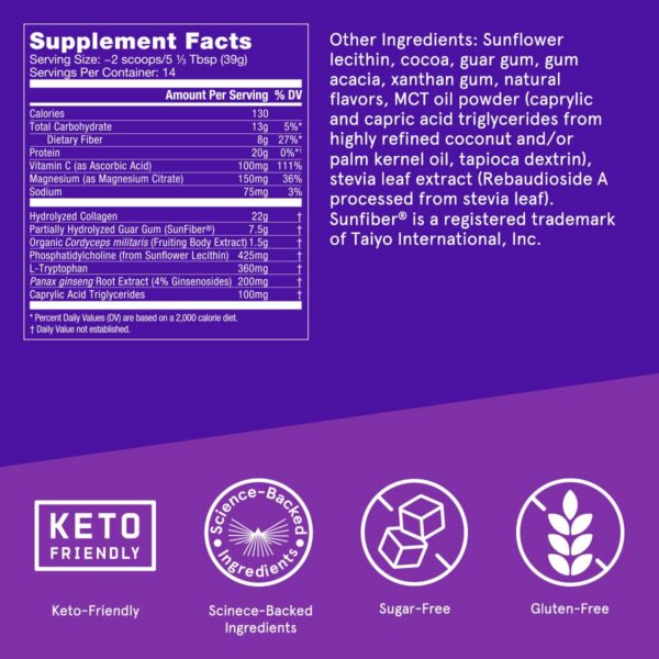 Etiqueta Bulletproof Proteína de Colágeno Chocolate Oscuro