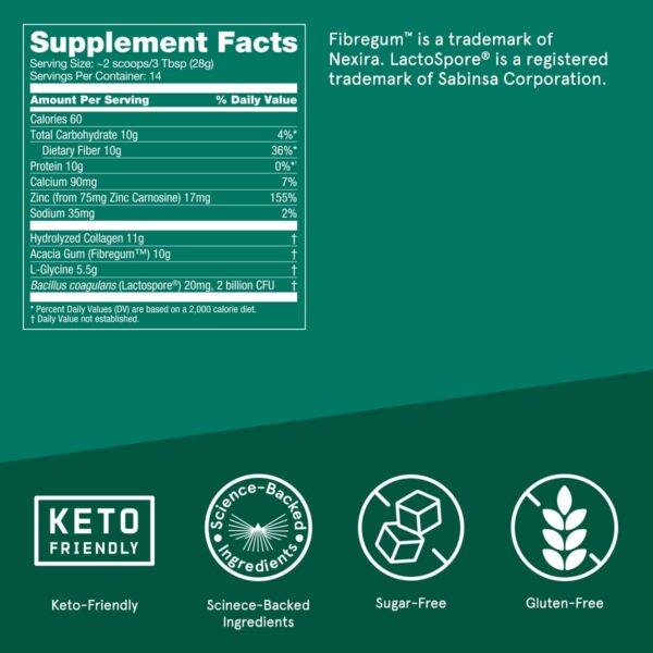 Etiqueta del Bulletproof colageno de pasto