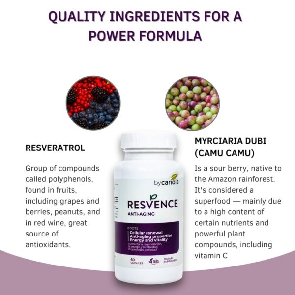Cápsulas Resvence Resveratrol Camu Camu