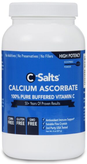 Version 1.0.0 Frontal del envase de C-Salts polvo de ascorbato de calcio