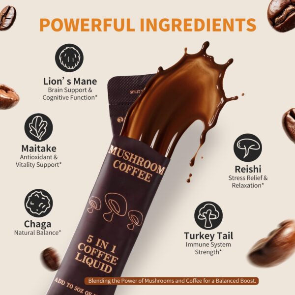 Café concentrado con hongos para energía limpia y enfoque saludable