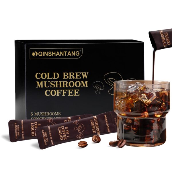 Café frío líqudio concentrado con mezcla de 5 hongos adaptogénicos