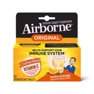 Caja de Airborne tabletas efervescentes vitamina C sabor naranja