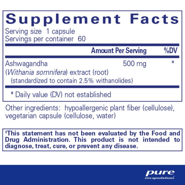 Caja producto Ashwagandha Pure Encapsulations 60 cápsulas